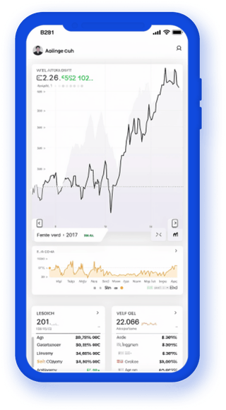 App mobile di monitoraggio portafoglio con dati statistici sulle criptovalute aggiornati in diretta